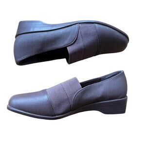 Dr. Leonard's Brown Leather Flat Comfort Shoes Size 9M Mature Slip On